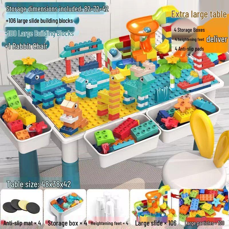 Multifunctional Large Particle Building Block Table for Kids: Educational Toy for Boys, Girls, and Babies