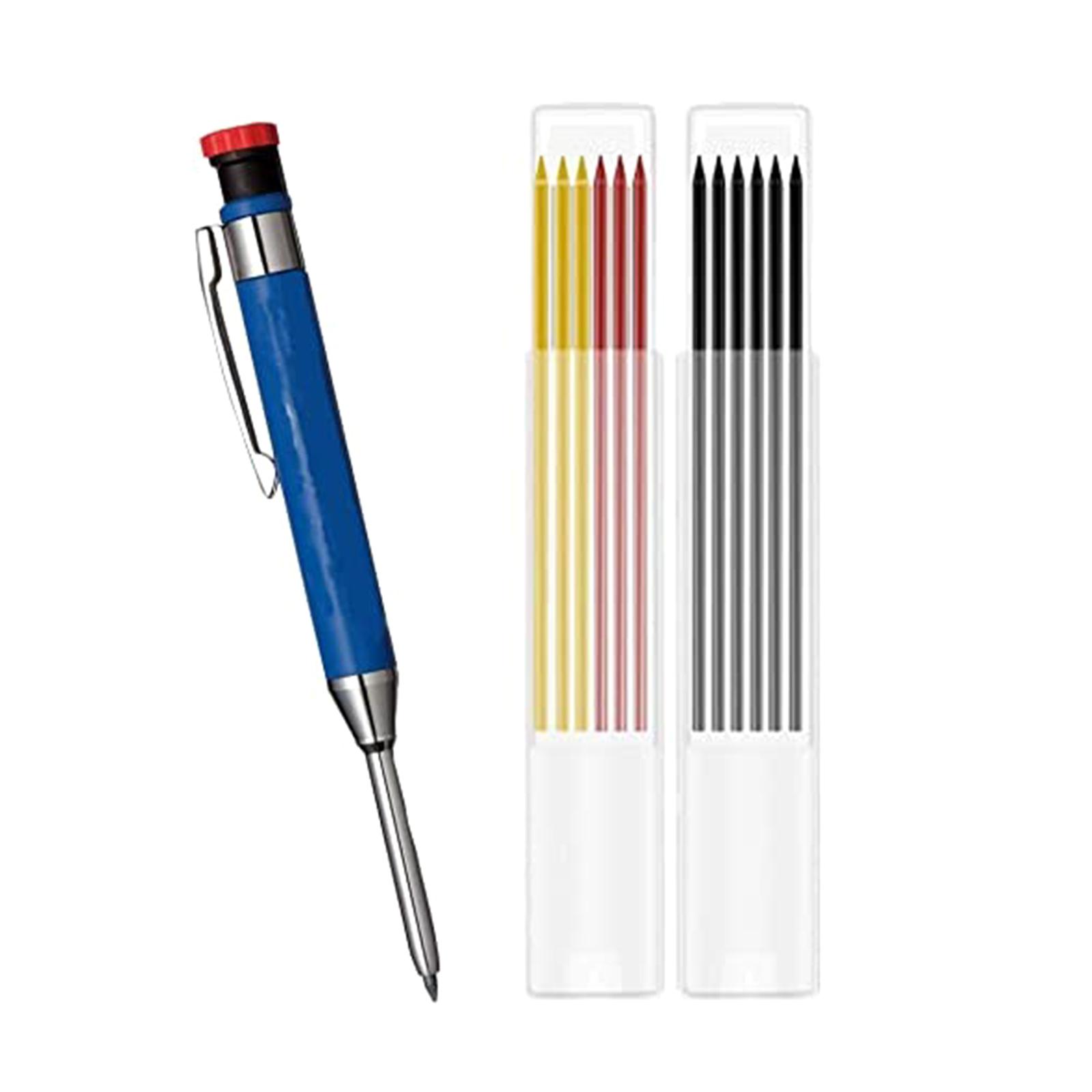 

Металлический плотницкий карандаш с длинным носиком и глубоким отверстием, механический карандаш-маркер, инструмент для маркировки со встроенной точилкой синий