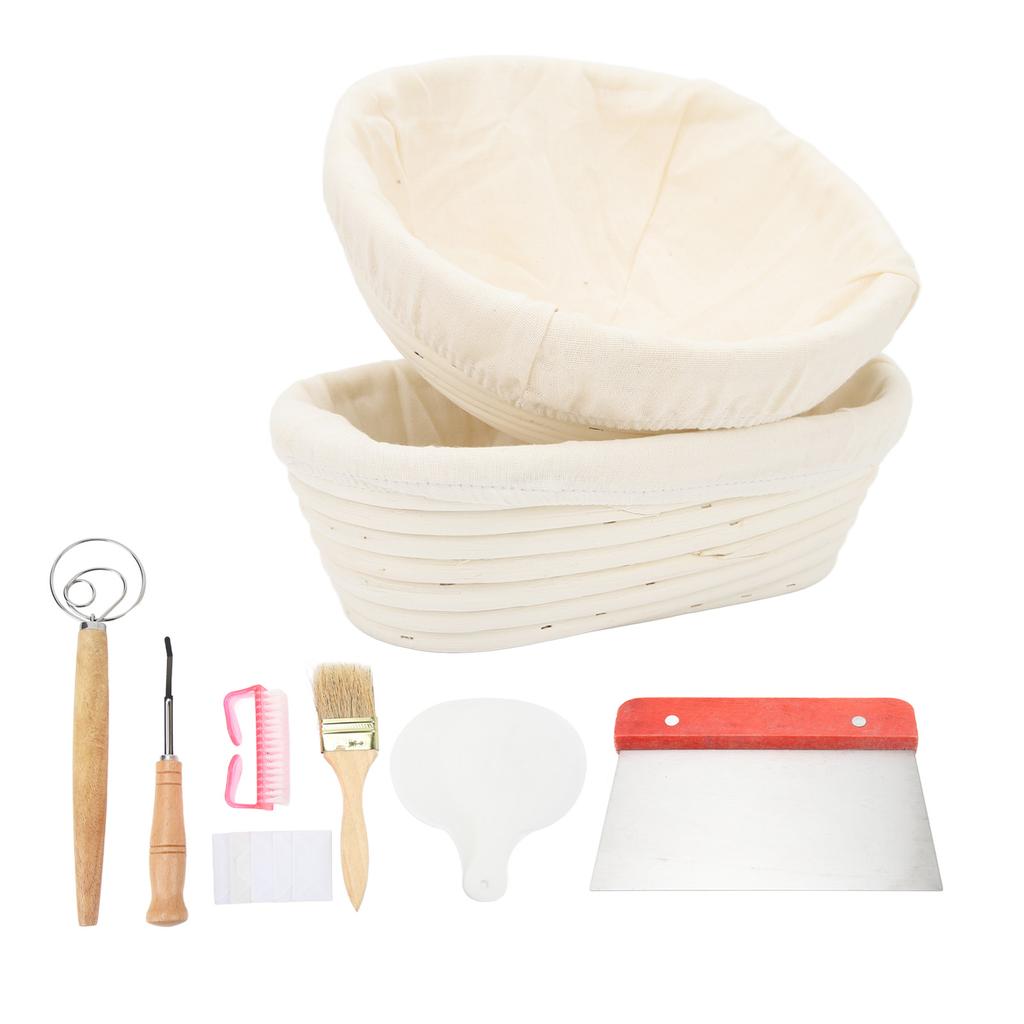 10.2in Round Dough Rising Proofing Basket Stainless Steel 8.7in Oval Cane Sourdough Basket