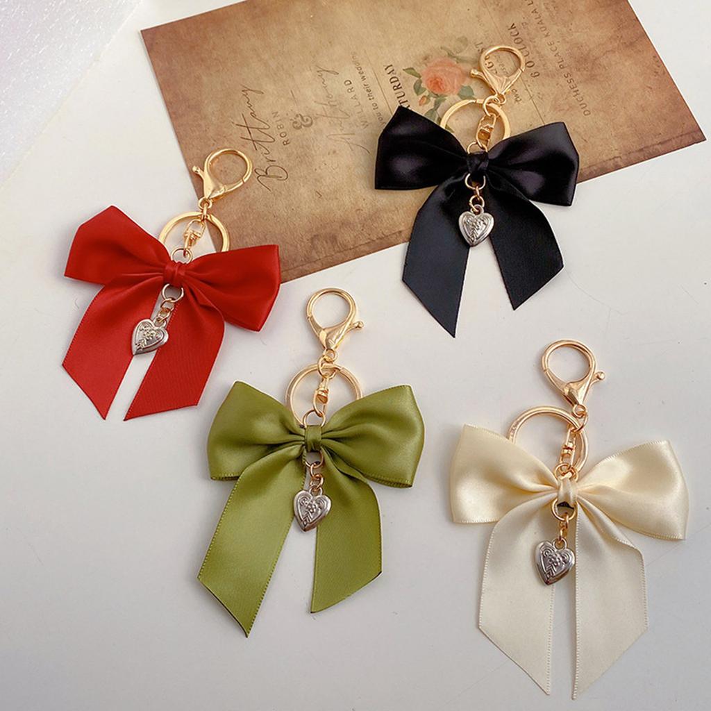 Elegant Ribbon Bows Keychain With Imitation Pearls Detail For Handbag Purse Decoration Practical Alloy Keyring Accessory