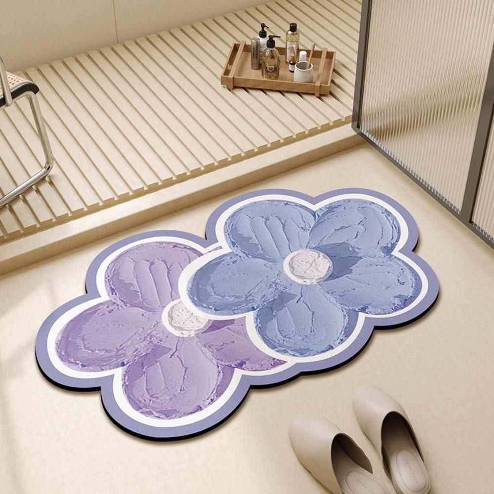 Wear-resistant Diatomite Bathroom Mat Quick Dry Kitchen Rug Decorative Dusting Pad  Bathroom фиолетовый
