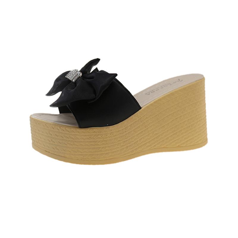 Fashion Summer 9cm Wedge Heels Slippers Women Big Butterfly Mulers Platform Sandals Clog Shoe Slides Plus Size 43