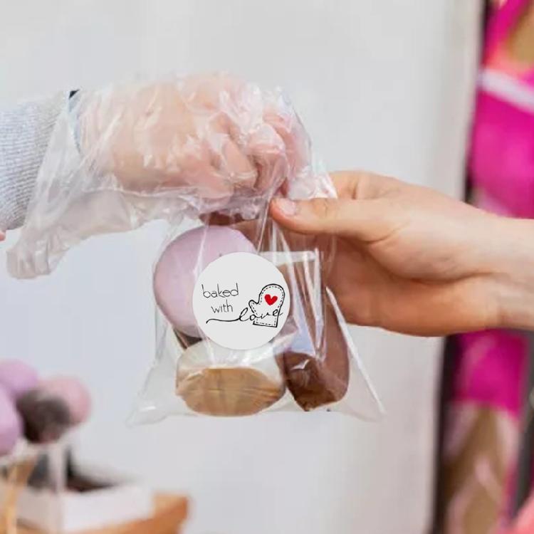 500 Stück/Rolle Mit Liebe gebacken Haftaufkleber Wasserdicht Abnehmbar Backetikett