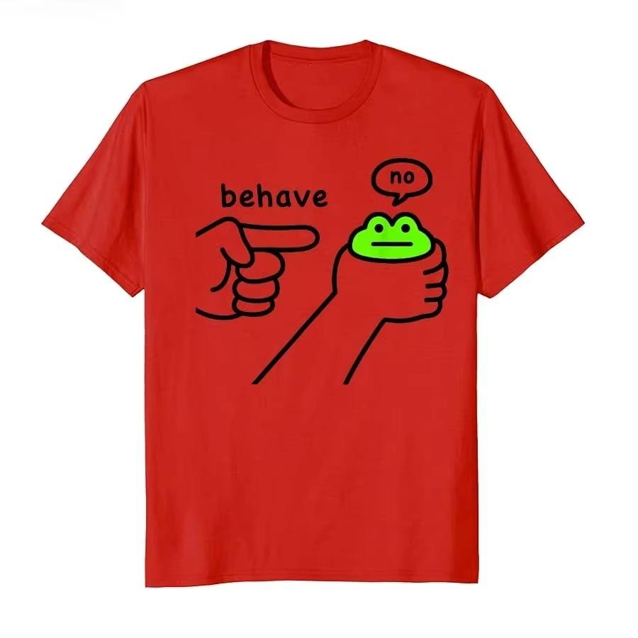 Dishonest Frog Funny Frog Meme Behave No Cartoon Design Tshirt for Unisex Women T Shirts Short Sleeve Tops