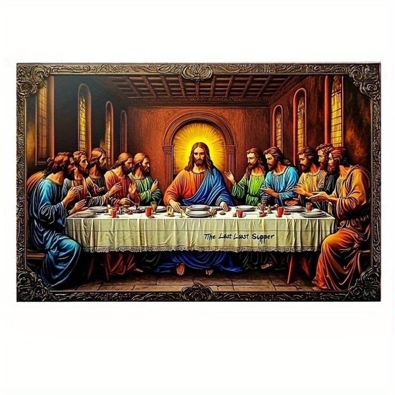 

2d Плоский 30*20см, Класичний стиль Дерев яна Таємна Вечеря Настінна Табличка, Багатоцільова Декоративна Дошка для Дому, Вітальні, Кухні, Саду, Спальні. 30*20cm
