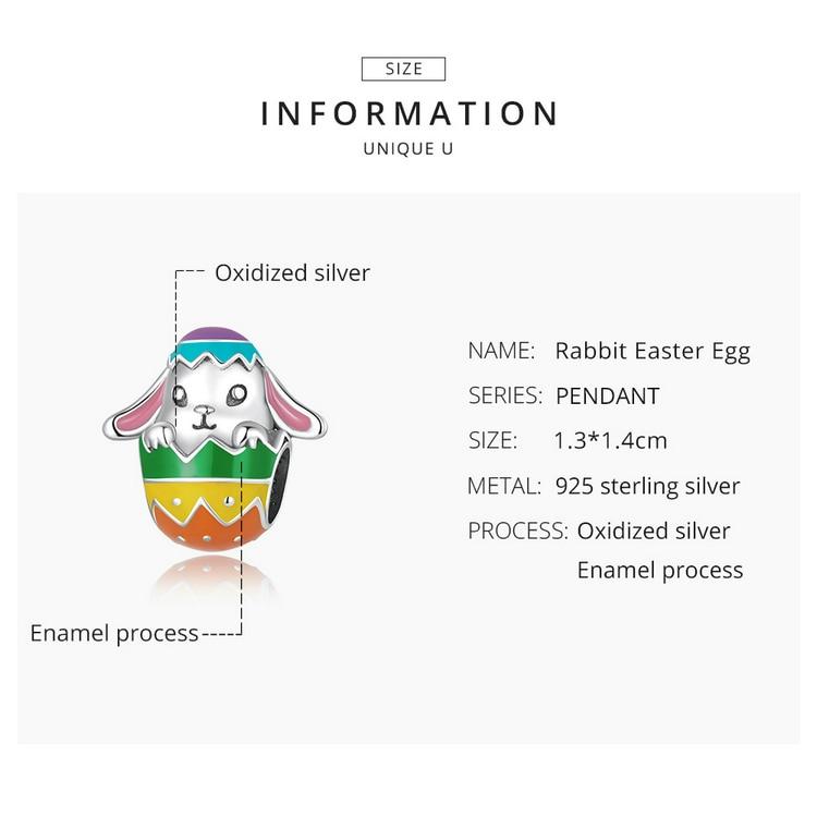 WOSTU 925 sterlingsølv dyr kanin påskeegg sjarm perle anheng passer originalt armbånd halskjede for kvinner smykker