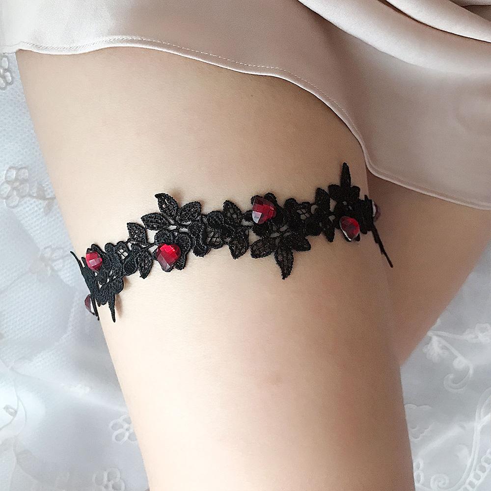 1PC Frauen Rote Rose Blume Strumpfbänder Hochzeit Spitze Bein Ring Set Gürtel Oberschenkel Ring Damen Kleidung Zubehör Hosenträger Bein Strumpfband