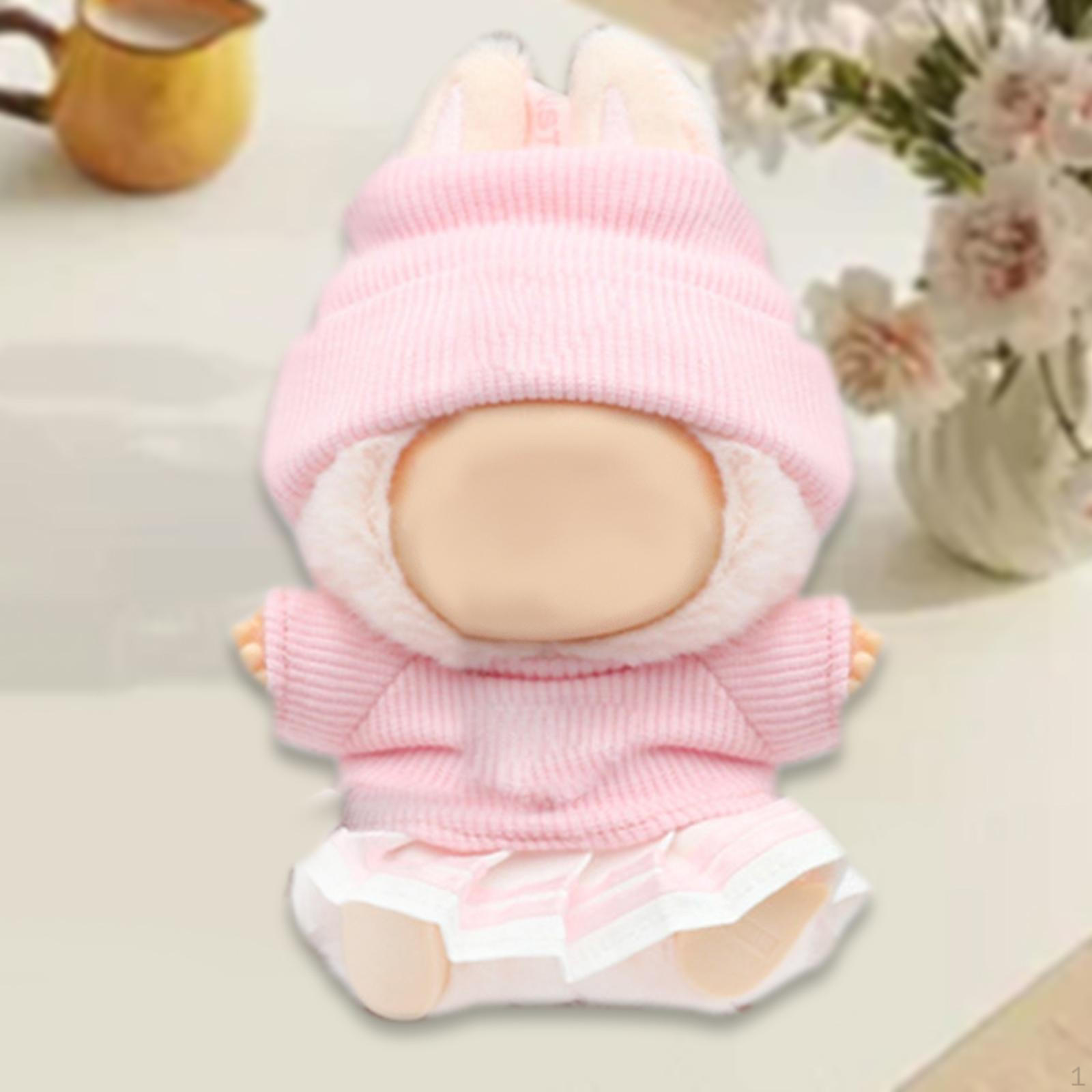 

2 штуки 17/15 см Одежда для кукол Костюмы Наряды с коротким рукавом и шляпой для куклы розовый