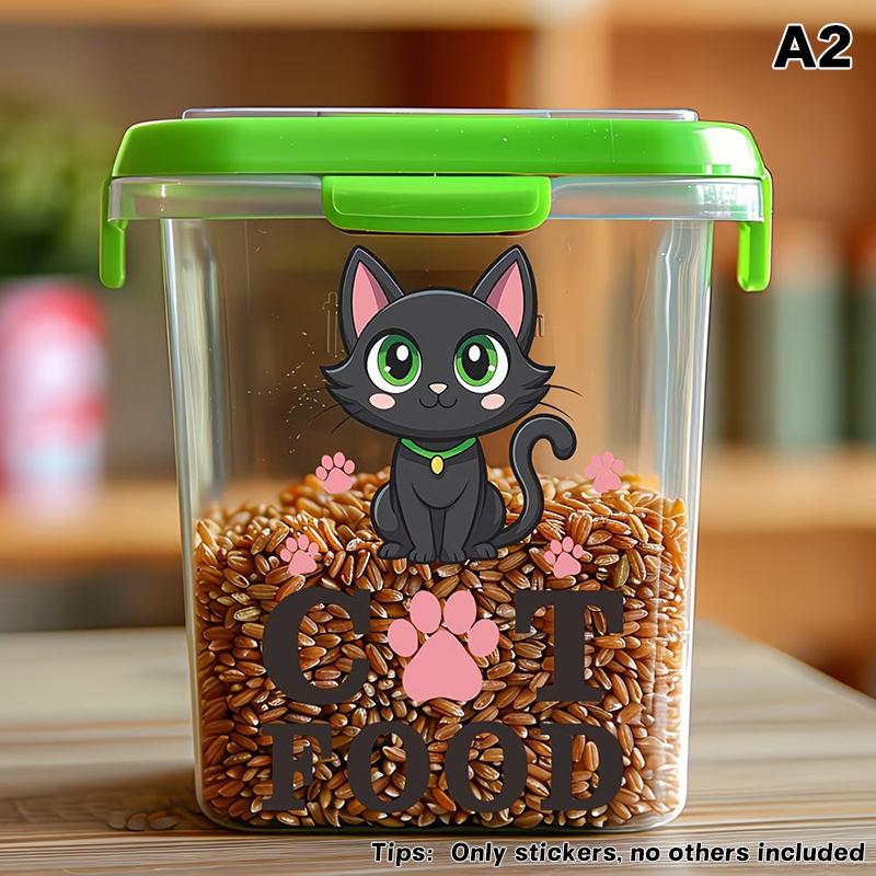 

Cute Pet Food Container Sticker Animal Pattern for Dog Cat Food Can Label Kitchen Pantry