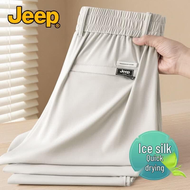 JEEP Men s Summer Anti-Wrinkle Loose Straight Casual Pants with Cool Feel 2XL