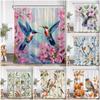 Hummingbird Shower Curtain Bird Animal Flower Floral Plant Classical Bathroom Decor Spring Polyester Bathtub Curtain with Hook