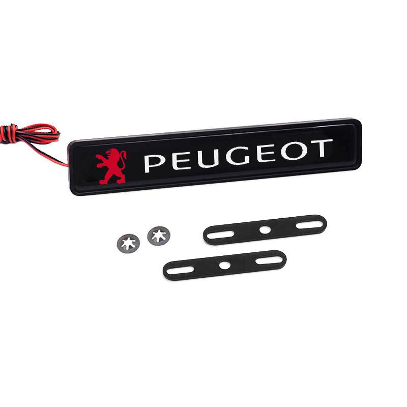2026 Het Bilklistermärke Bil Dekorativ Lampa LED Främre Motorhuv Gitter Emblem Märke Dekor För Peugeot 407 3008 307 308 206 508 208 207