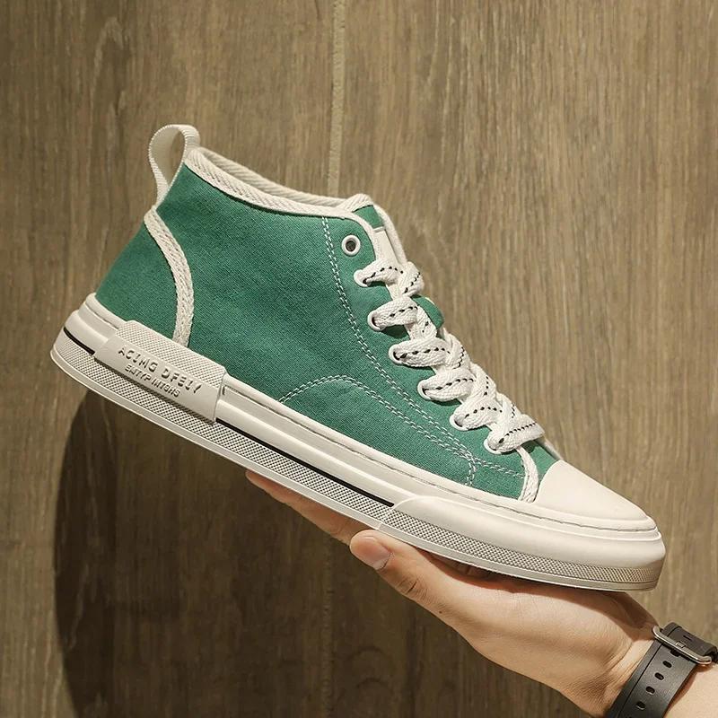 

Холщовые ботинки для мужчин Дышащая обувь Модные тренировочные мужские ботинки Износостойкие Нескользящие Повседневные кроссовки На шнуровке Повседневная обувь 45 зелёный