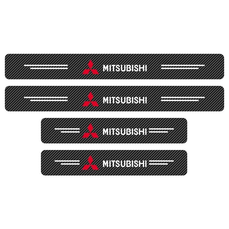 Carbon Fiber Car Door Sill Protector Threshold Stickers Emblem For Mitsubishi ASX Lancer Pajero Outlander L200 EVO Lancer EX