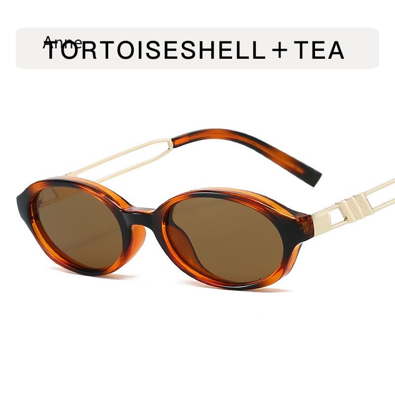 Retro Small Oval Women Sunglasses Fashion Shades UV400 Men Punk Tea Green Sun Glasses  Gafas De Sol