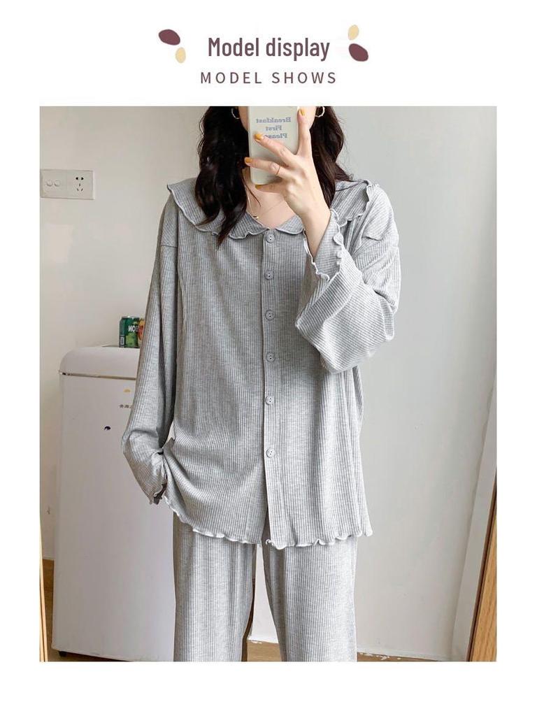 Maternity Lounge Set: Loose-Fit Plus Size Pajamas for Spring & Autumn - Ideal for Postpartum Nursing & Homewear