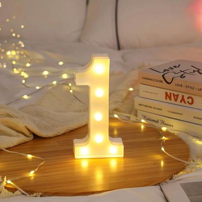 LED Letter Light, Number Shaped Glowing Decorative Night Light for Party, Wedding Proposal, Holiday Ambience, Medium Size 21.8cm
