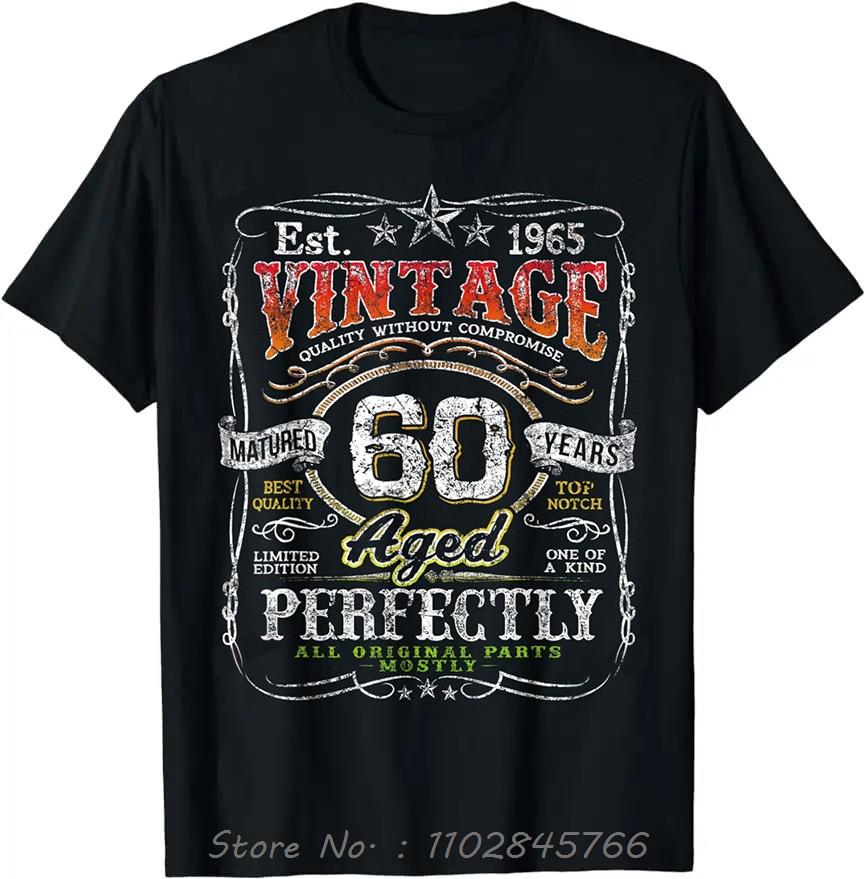 Vintage Mens Clothing Decorations Oversized Tshirt Funny 1965 Fitness T Shirt Custom Casual Camiseta Hombre Cotton Tshirt