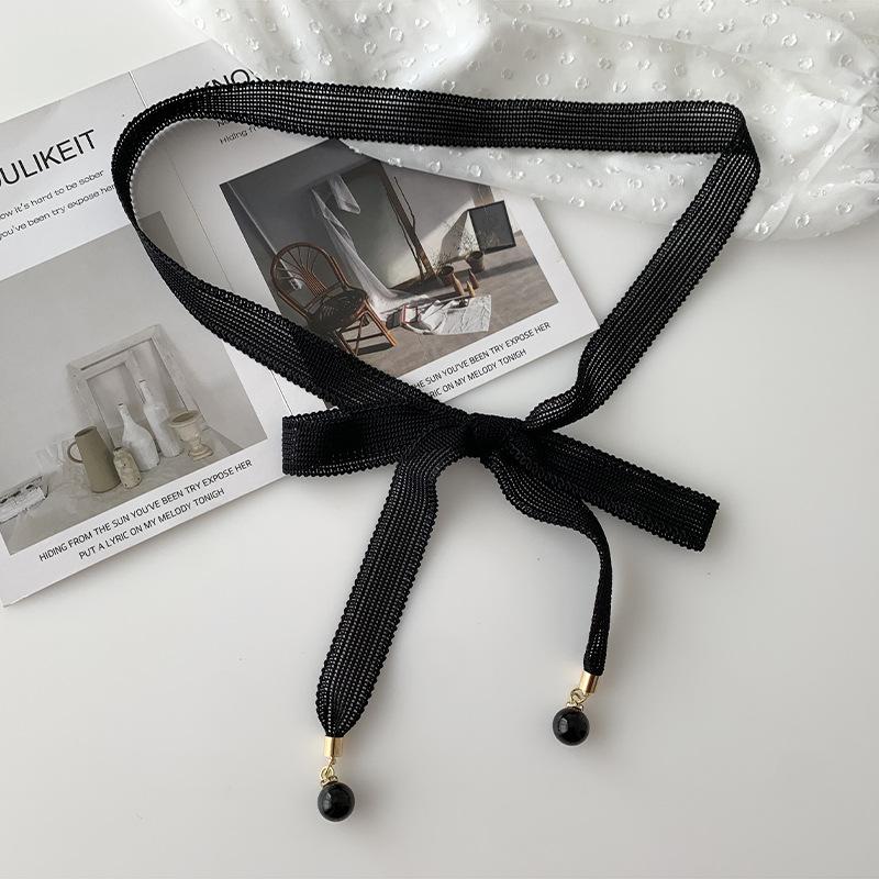 Soft Versatile Fabric Waist Belt For Women With Stunning Pearl And Lace Decorations