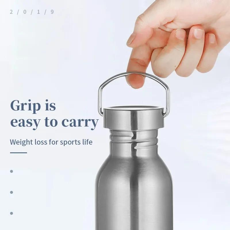 Stainless Steel Water Bottle Leak-proof Single Wall Large Capacity Wide Mouth Sports Drinkware For Cycling Hiking Termos