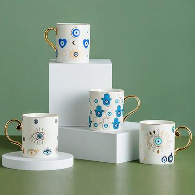 Kreatywny ceramiczny kubek do kawy Diabelskie Oko Luksusowy pozłacany kubek dla pary Domowy kubek do picia herbaty Kubek na śniadanie deser mleko Prezent