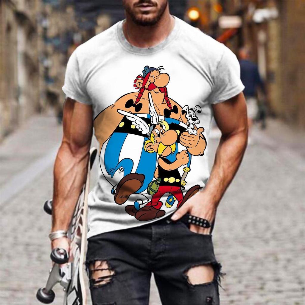 Anime Asterix and Obelix T-Shirt Cartoon 3D Print Men Women Short Sleeve T Shirts Oversized Harajuku Tees Tops Kid Clothing