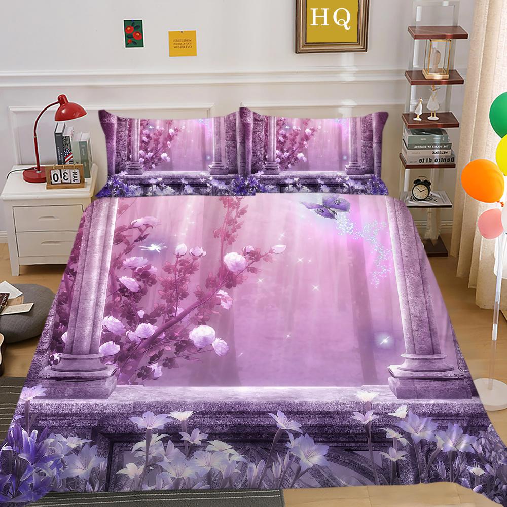 Flowers Printed Bed Clothes Double Size Polyester Bedspreads Gir Fashion High Ranking Home Bedclothes