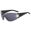 Trendy Punk Goggles Y2K Sunglasses for Women Men UV400 Wrap Around Sun Glasses with Star Decoration