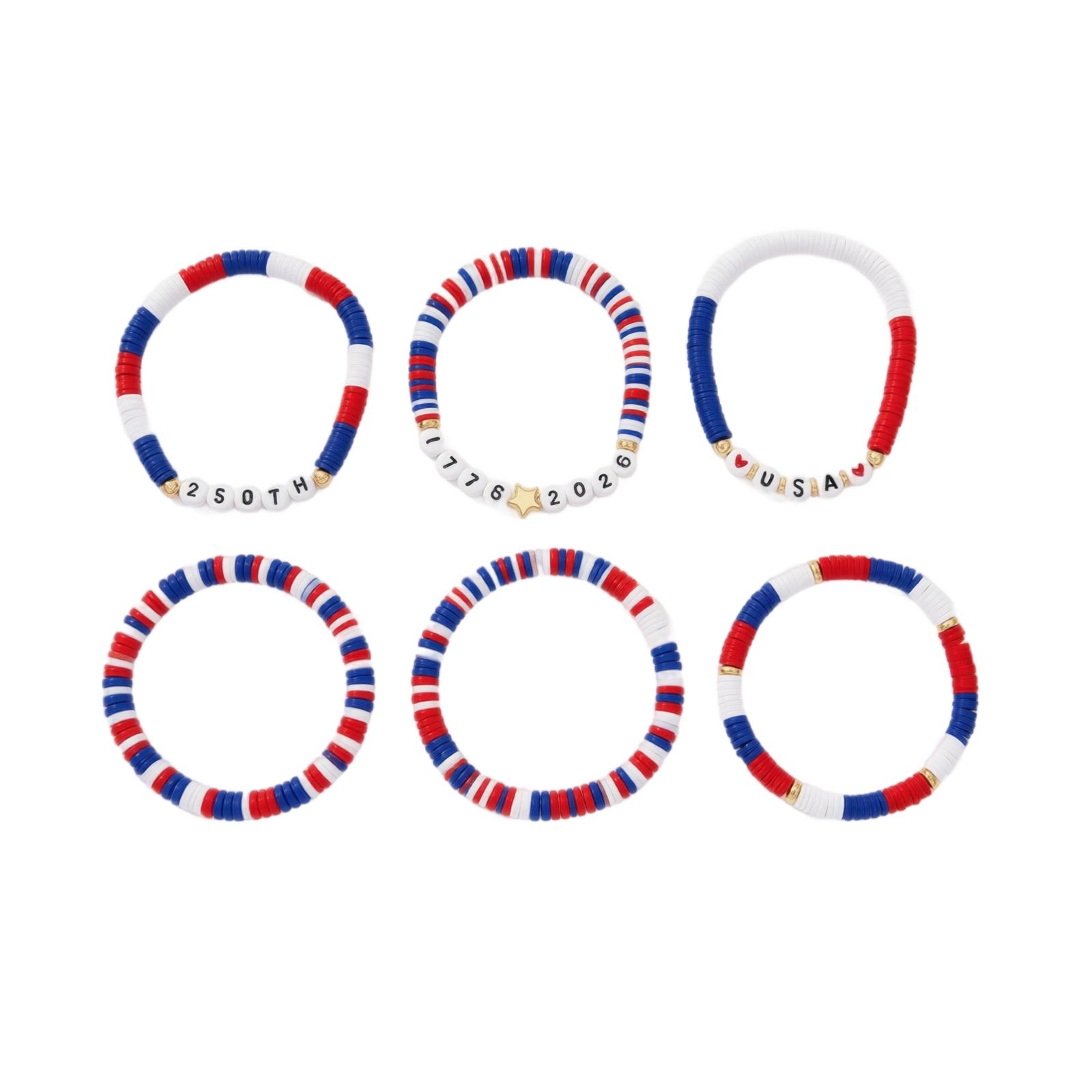 

Set of 6 Stretch Beaded Bracelets with Letter and Number Beads for Customizable Design Suitable for Everyday Wear and Special Occasions One Size