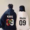 JUTAOPIN Long Sleeve Matching Men's Hoodie, Black, Simple, Casual, Stylish, Couple's Outfit, Travel, Resort, mka0345-Black-Men-XL
