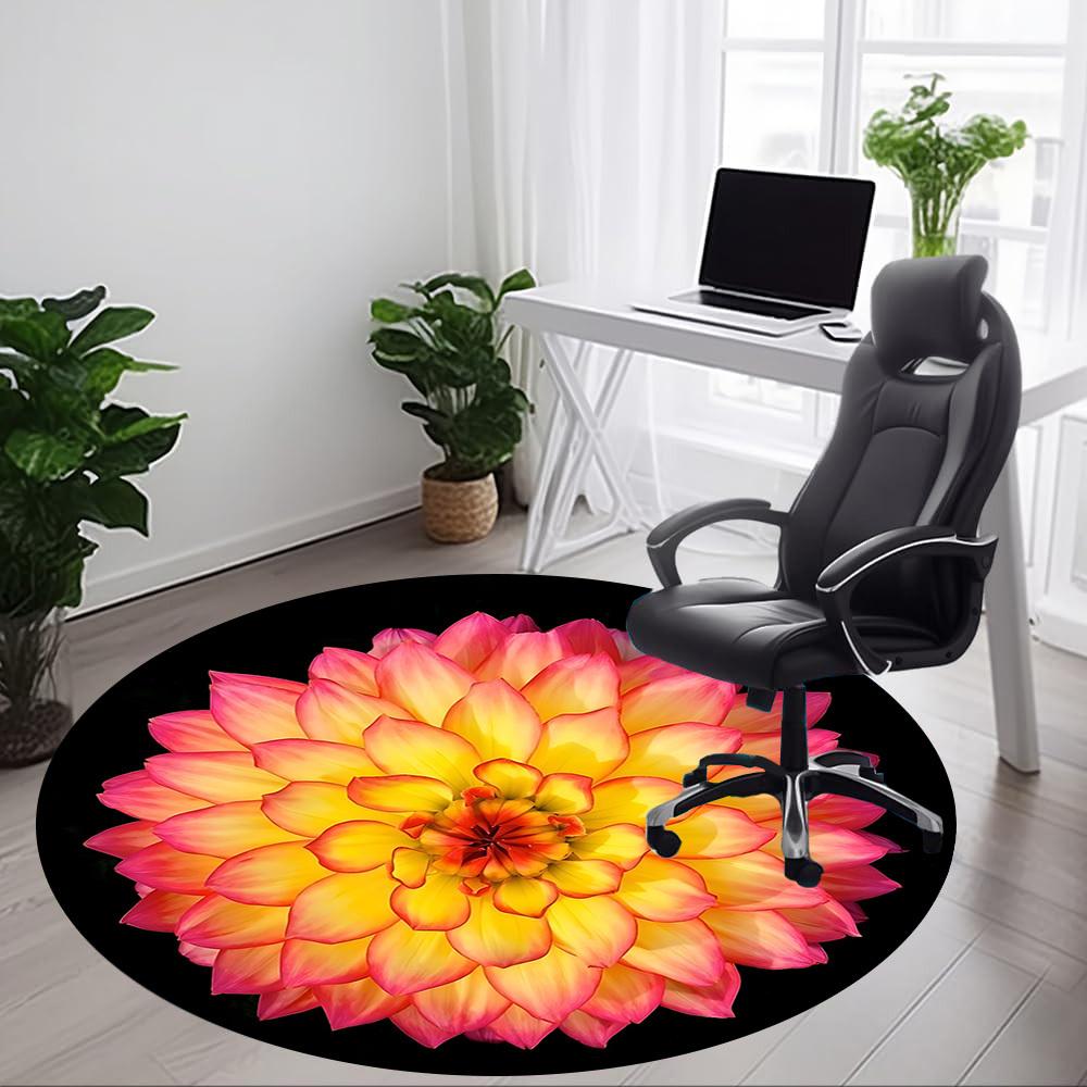 1pc Flower Print Carpet, Round Non Slip Durable Large Size Office Carpet, Suitable for Office