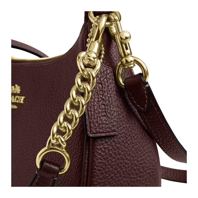 Coach Teri 24 Logo Leather Shoulder Bag Medium Women's Brown