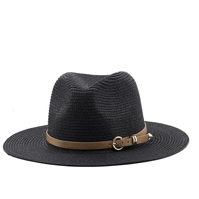 New look khaki fashion casual versatile big edge flat edge top hat travel beach sun protection Panama sun hat