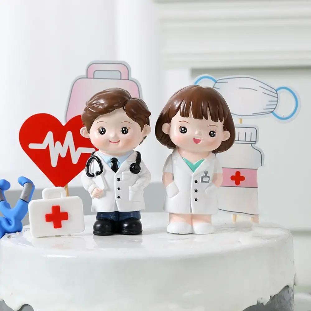 Cute Resin Doctor Nurse Figurine DlY Cartoon Doctor Garage Kit Doctor Nurse Model Statue Crafts