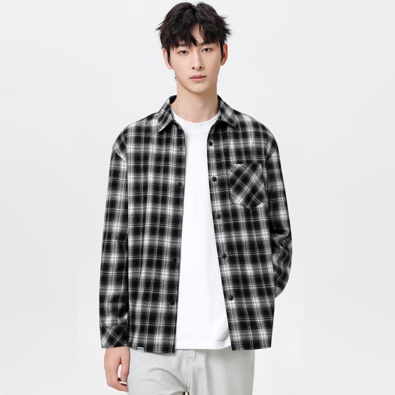 Mark Fairwhale Men's American Flannel Plaid Long Sleeve Shirt