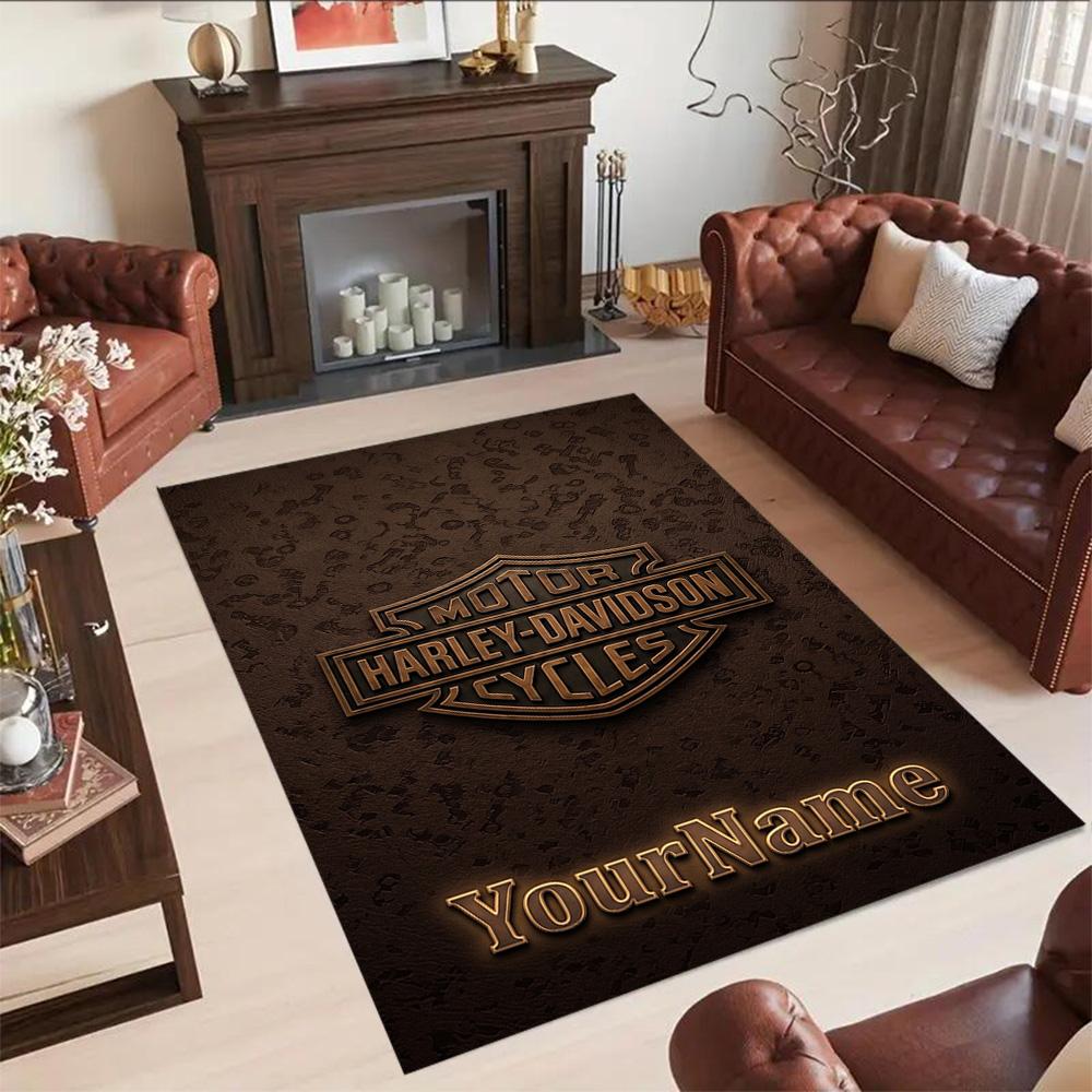 Harley-davidson Motorcycles Customize Text Floor Rug Office Rug Perfect for Kitchen Dining Room Decorate room Hallway Anti-slip Rug Office home decor