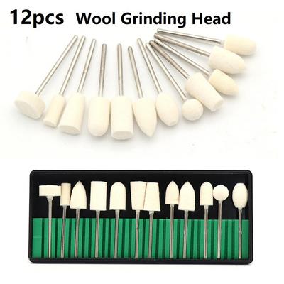 Wool Felt Grinding Head Polishing Glass 12 Pcs 2.35mm Shank