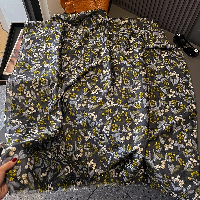 180*90Cm Winter Thick Viscose Scarf Garden Floral Fringe Cotton Shawls And Wraps Pashmina Stole Bufandas Muslim Hijab Sjaal