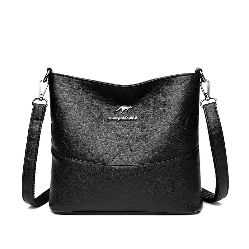 

Высококачественная универсальная сумка-ведро кроссбоди с ретро-принтом для женщин чёрный