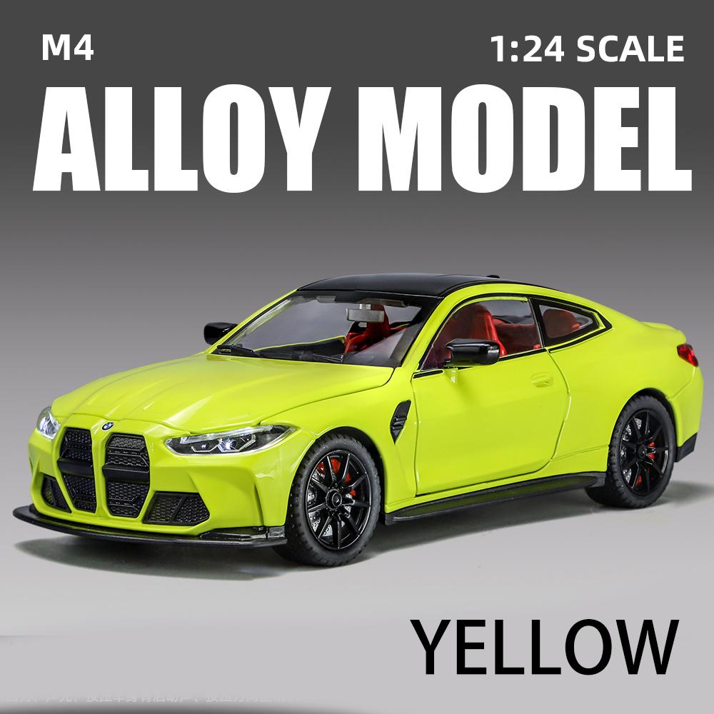 

1:24 Scale M4 Sedan Car Vehicle Model Alloy Toys Boys Pull Back Diecast Metal Gift Sound Light Collect Premium Kids Auto One Pi