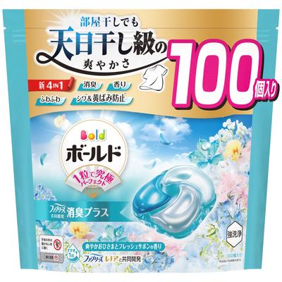 Bold Laundry Detergent Gel Balls 4-in-1, Refreshing Sun and Fresh Soap Scent, 100 Refills [Large Capacity]