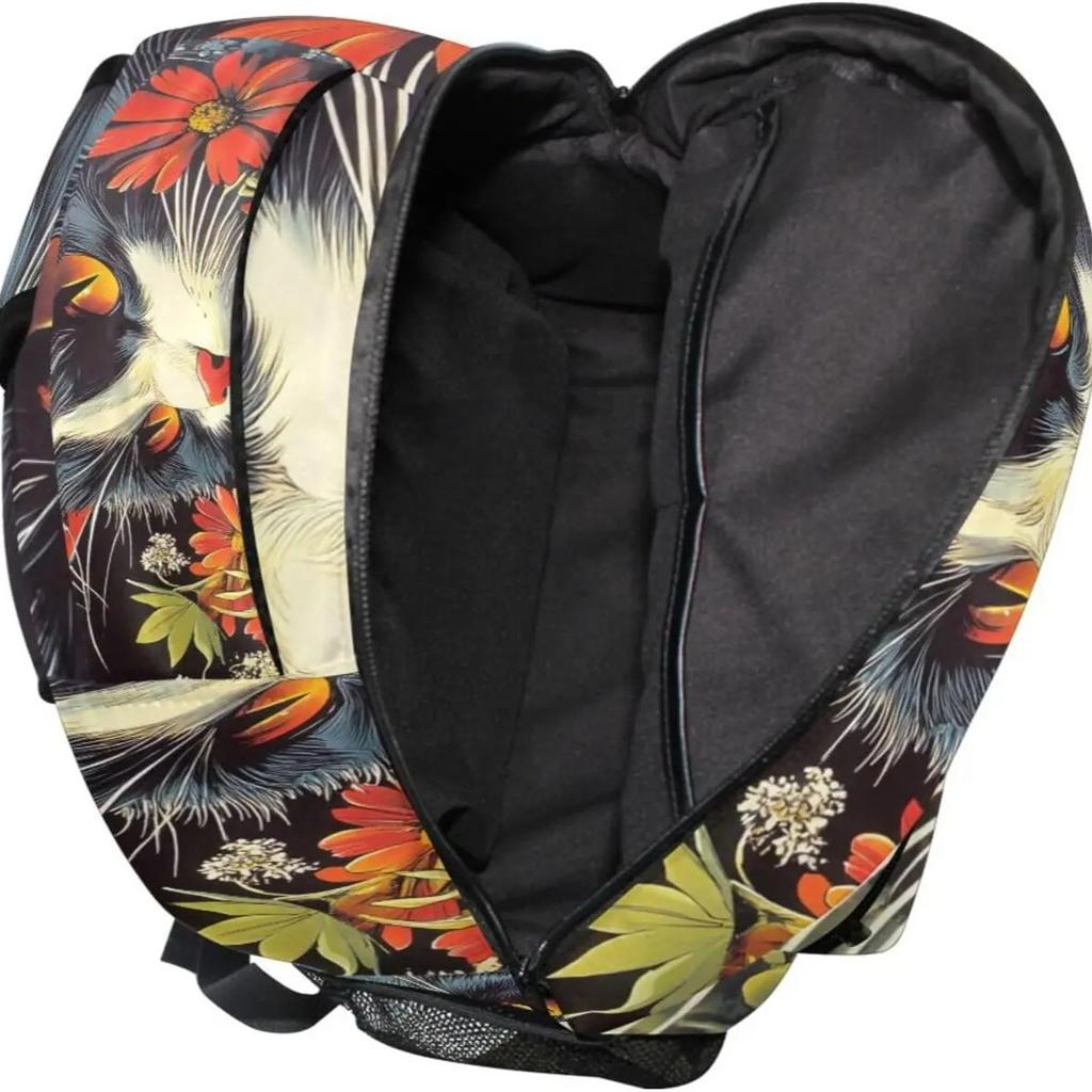 Plecak szkolny z nadrukiem kotów i roślin Regulowany plecak na książki dla chłopców, dziewcząt, dzieci Mały