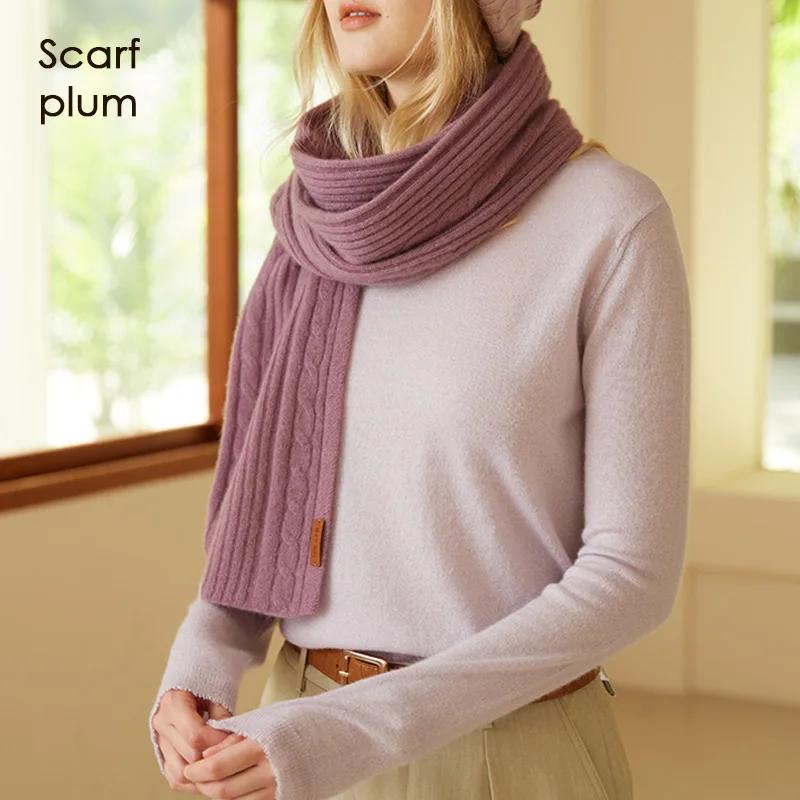 Women 100% Cashmere Scarf Cable Ribbed Knit Neck Warmer Thick Winter Pure Cashmere Women Men Scarves Luxury
