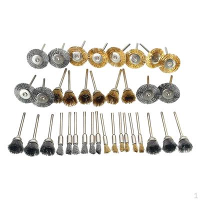 36pcs Wire Brushes, Wheel & Cup Brushes 1/8" In Shank, Sanding for Various Drills