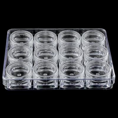 12 pezzi di plastica portatile trasparente cosmetica vaso vuoto scatola per unghie nail art glitter perline contenitore di stoccaggio bottiglia quadrata strumento per manicure