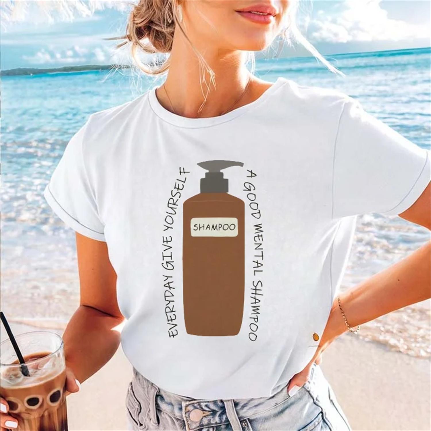 

Travel Street Fashion Girl T-Shirt Harajuku White Short Sleeved Summer T-Shirt Casual Women s Round Neck Cartoon Pattern Top XXXXXL