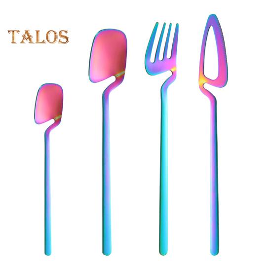 

Набор столовых приборов из 4 предметов из нержавеющей стали с эргономичным дизайном ручек, устойчивый к ржавчине, набор столовых приборов с зеркальной полировкой для домашней кухни