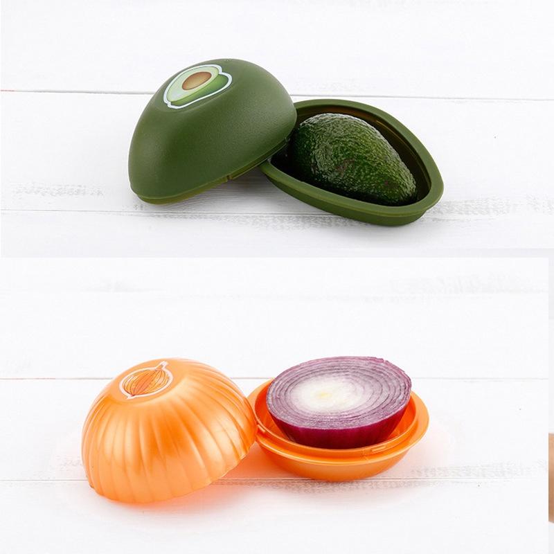 Set Di 2 Contenitori Salvafreschezza Per Frutta - Scatola Per Avocado E Scomparto Per Pomodori - Silicone TPU Per Frigorifero E Cucina - Rosso E Verde - 2
