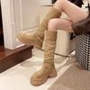 Retro British Style Thick-heeled Thick-soled Boots for Women 2025 Autumn Versatile Suede and Thin Two Wear High-heeled Knight Boots