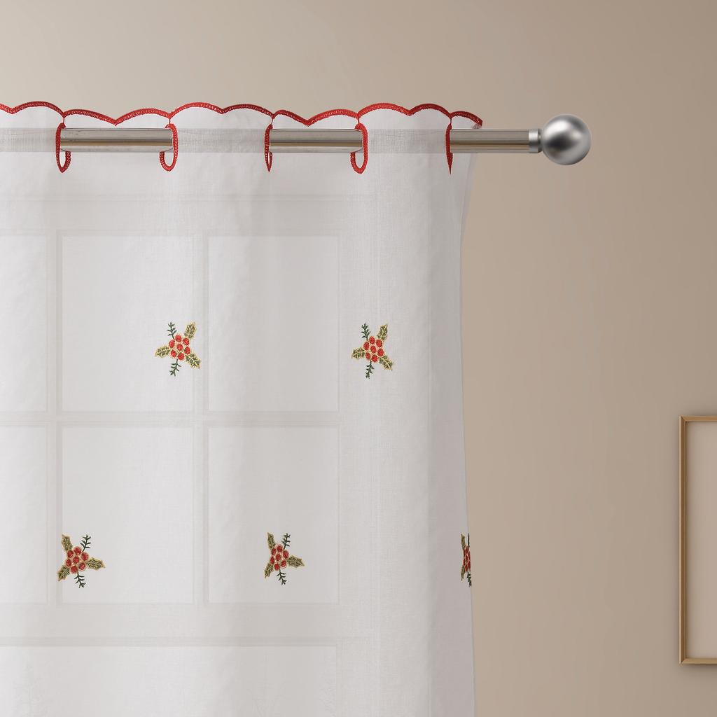 Christmas Embroidery Yarn Perforated Short Curtain Blackout Window Screen European And American Christmas Finished Curtains